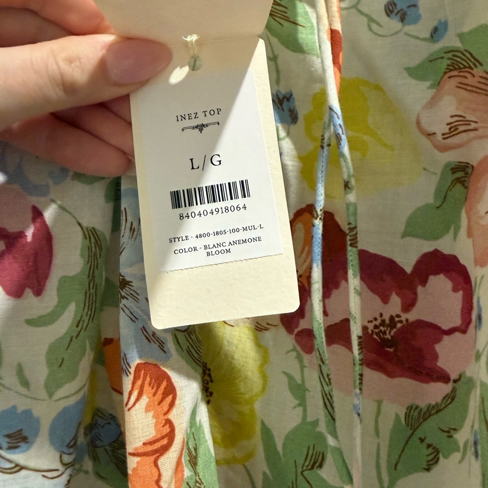 Doen Inez Floral Cotton Top - Sz L NWT - Picture 6 of 7